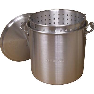 120 qt. Aluminum Stock Pot in Silver with Lid