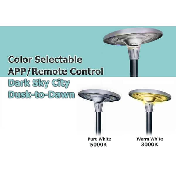 Solar 20W RGB LED UFO APP Post Light Commercial Residential Walkway Courtyard Parking Lot, with Light Pole