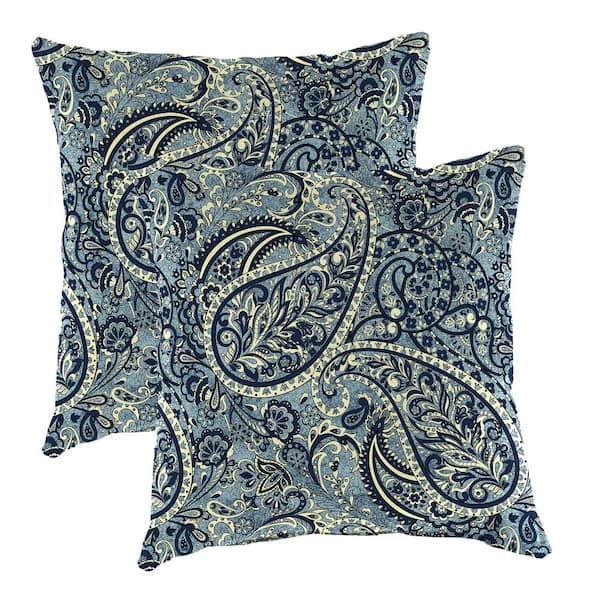 Jordan Manufacturing 16 in. L x 16 in. W x 4 in. T Square Outdoor Throw Pillow in Swirly Mineral (2-Pack)