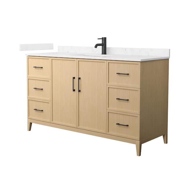 Wyndham Collection Elan 60 in. W x 22 in. D x 35 in. H Single Bath Vanity in White Oak with Carrara Cultured Marble Top