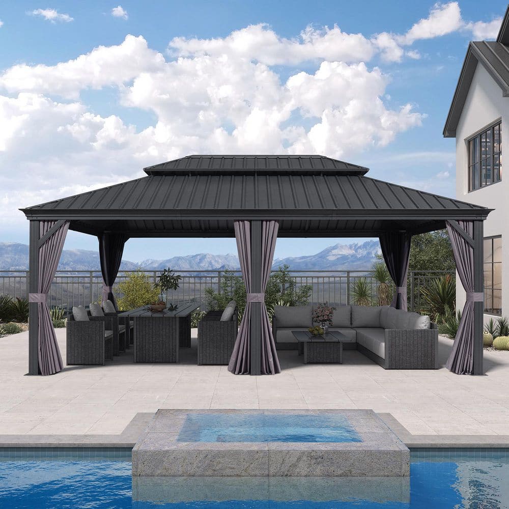 PURPLE LEAF 13 ft.x 20 ft. Luxury Aluminum Frame Hardtop Gazebo