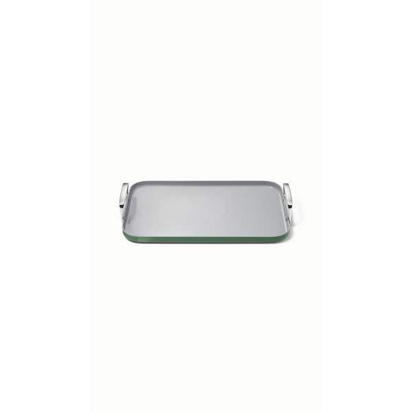 CARAWAY HOME Square 11.5 in. Ceramic Nonstick Double Burner Skillet in Sage