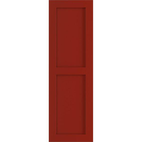 Ekena Millwork 15 in. x 47 in. True Fit PVC 2 Equal Flat Panel Shutters Pair in Fire Red