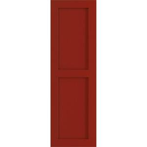 15 in. x 61 in. PVC True Fit Two Equal Flat Panel Shutters Pair in Fire Red