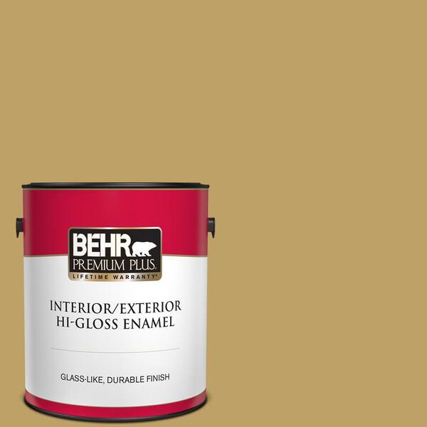 BEHR PREMIUM PLUS 1 gal. #360F-5 Desert Moss Hi-Gloss Enamel Interior/Exterior Paint