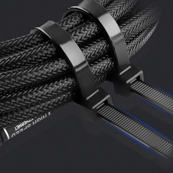 Lukyamzn 8 in. UV Resistant Nylon Cable Zip Tie Black 100-Pack