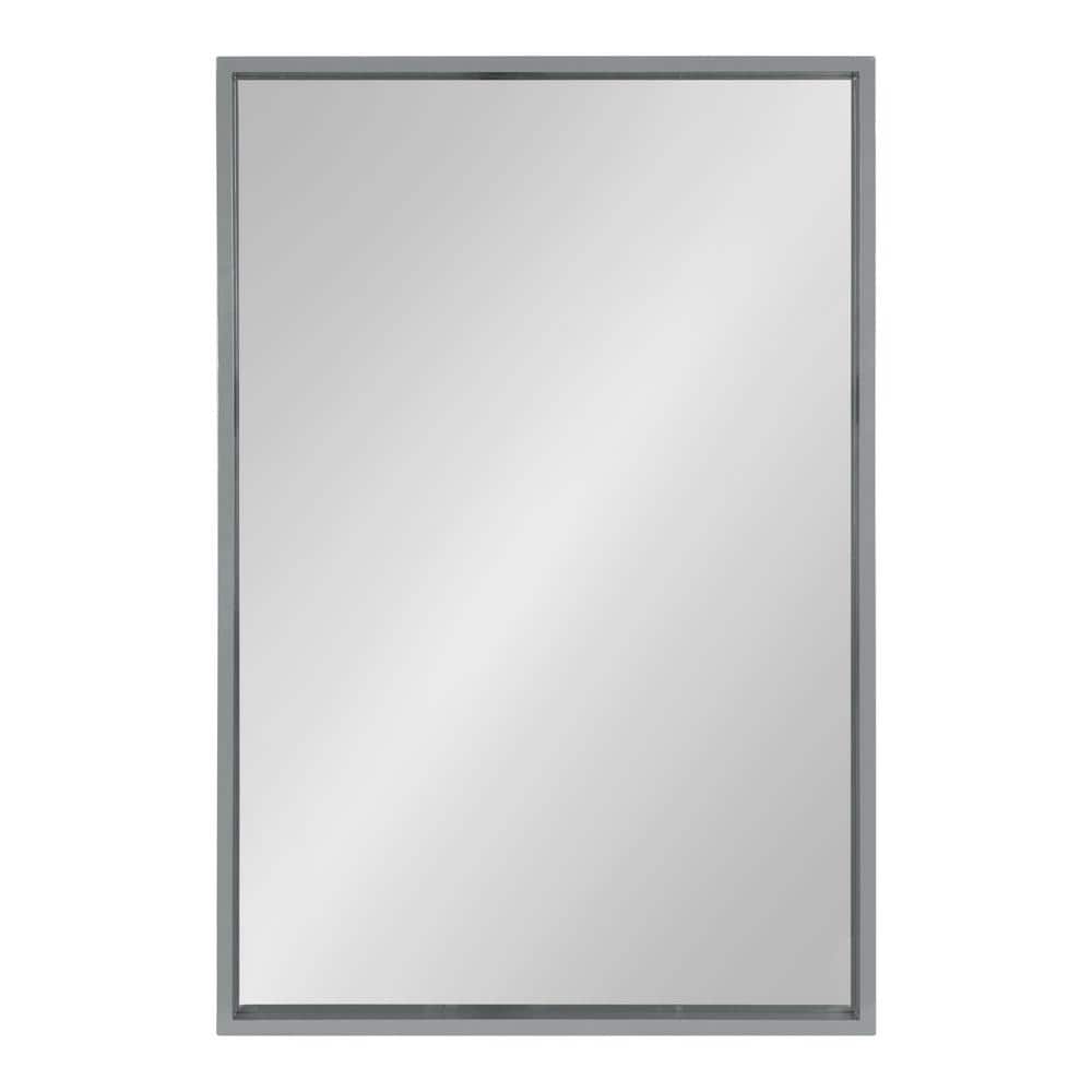 Gray Rectangular Wood Framed Vanity Wall Mirror
