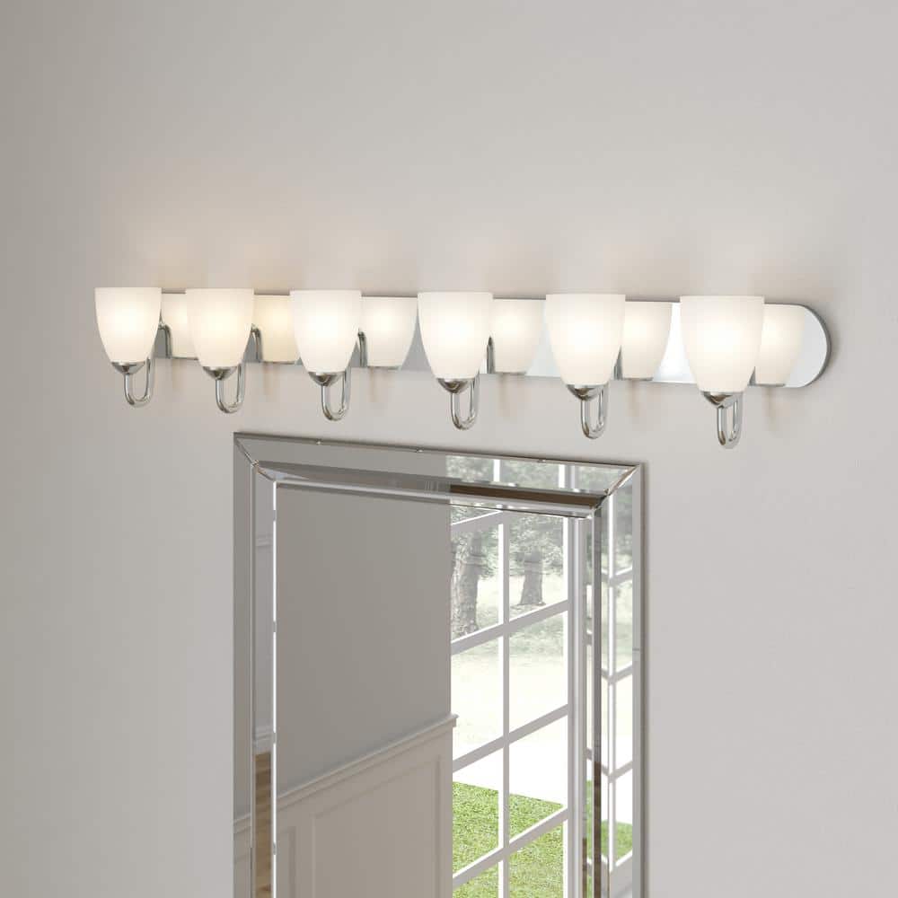 Gather Collection 48 in. 6-Light Polished Chrome Etched Glass Traditional Bathroom Vanity Light price history on PriceWatchPro