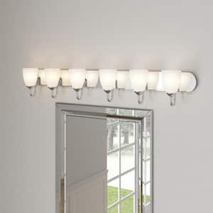 Gather Collection 48 in. 6-Light Polished Chrome Etched Glass Traditional Bathroom Vanity Light