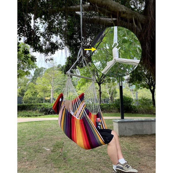 OGETFUUR 3.1 ft. Rainbow Hammock Chair Swing for Bedroom, 500 lb