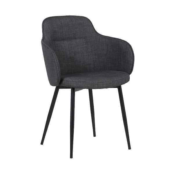 Armen Living Tammy Black Powder Coated and Charcoal Fabric Contemporary Dining Chair