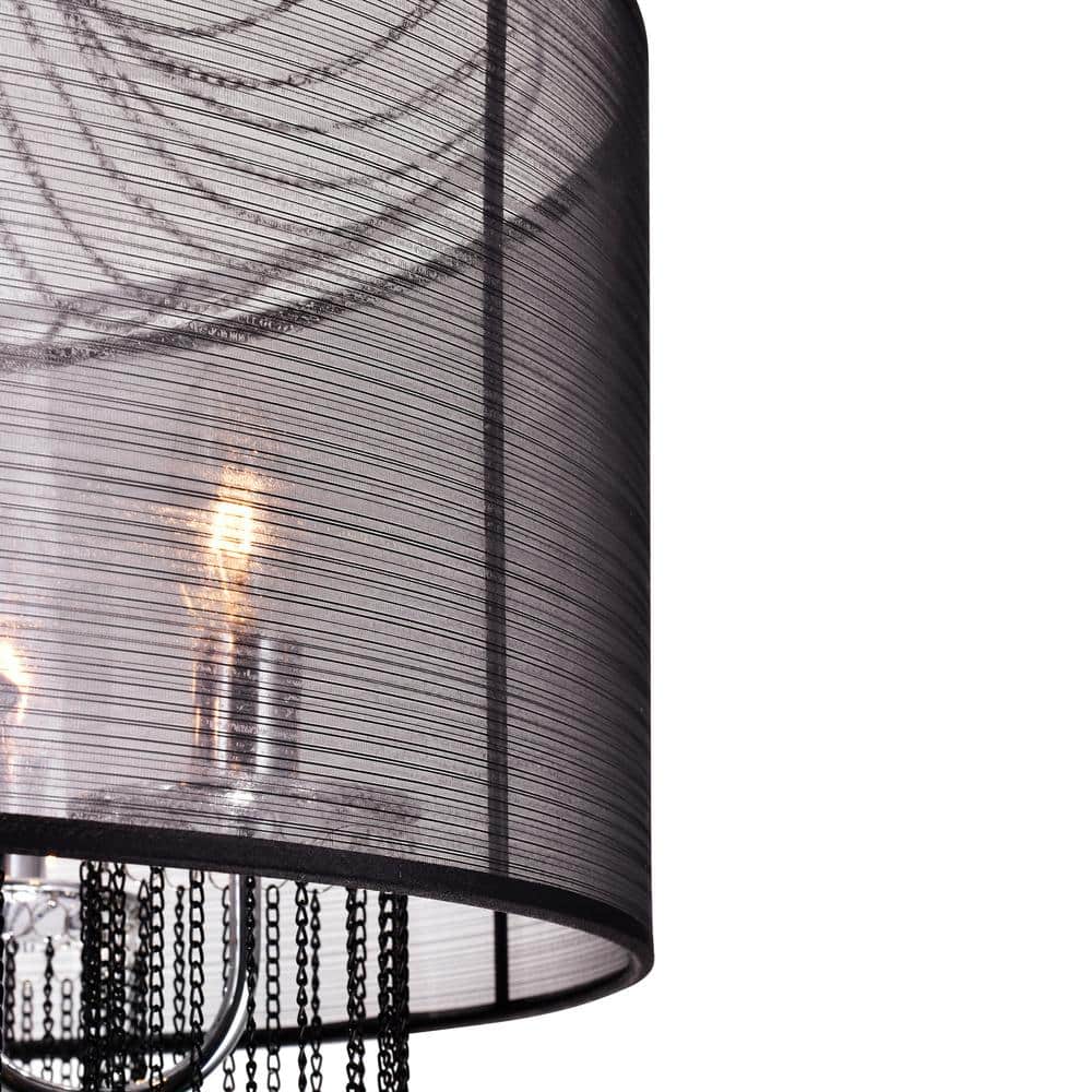 Mini Elegance Chrome Drum Chandelier with Dangling Chains