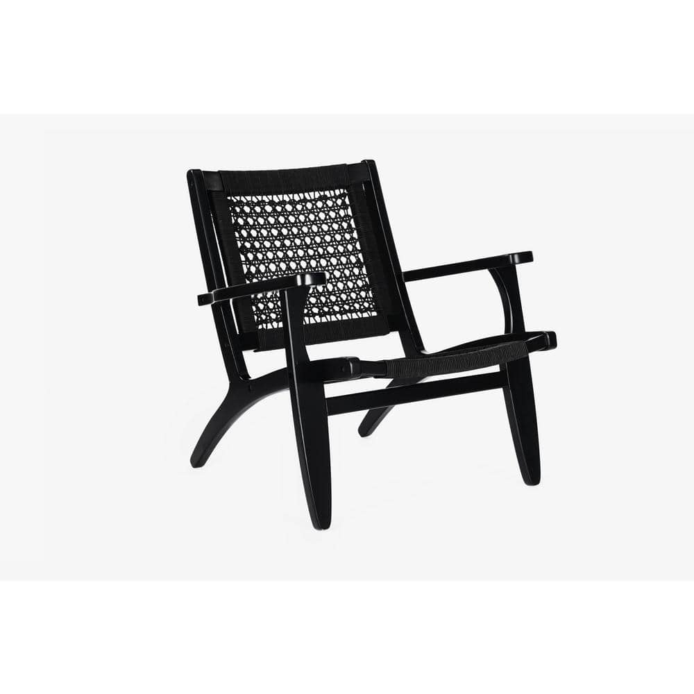 Harrison Hexagon Woven Black Rope Chair - Black Finish