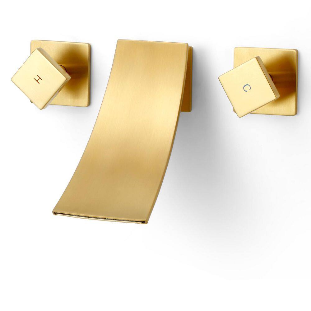 Double Handle Wall Mounted Waterfall Bathroom Faucet in Brushed Gold price history on PriceWatchPro