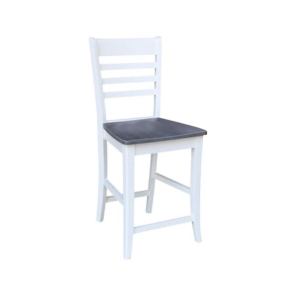 International Concepts Roma 24 in. Solid Wood White/Heather Gray Stool