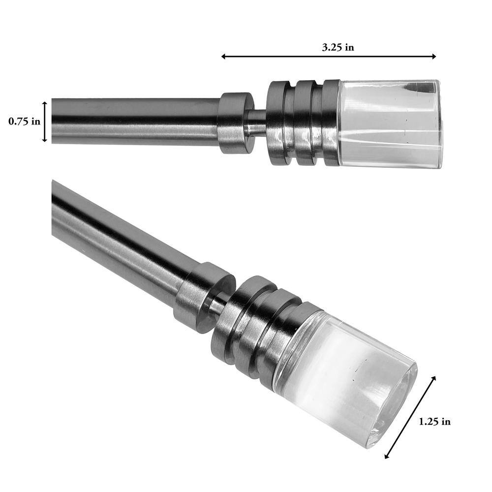 Brushed Nickel Steel Curtain Rod with Clear Acrylic Finials