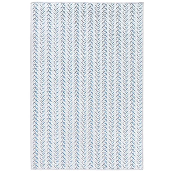 DASH & ALBERT Lowell Machine Washable Blue 6 ft. x 9 ft. Indoor Area Rug