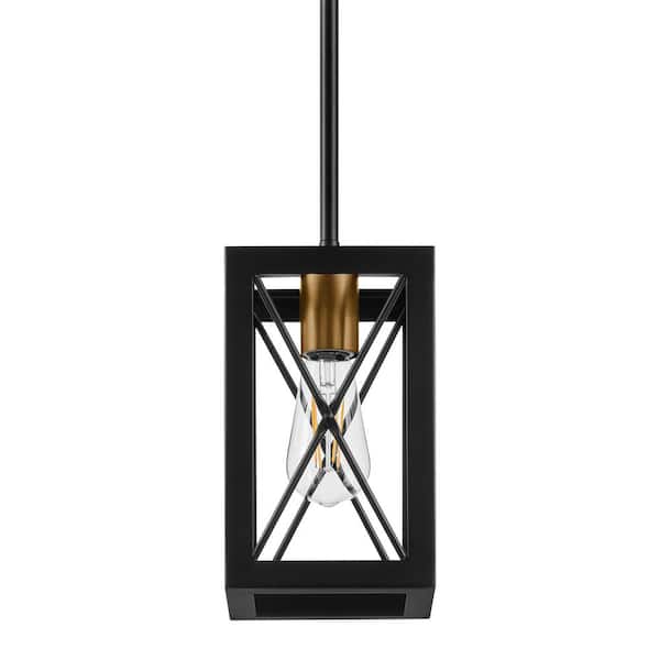 Harwood 60-Watt 1-Light Matte Black Industrial Mini Pendant Light with Open Cage Design and No Bulbs Included