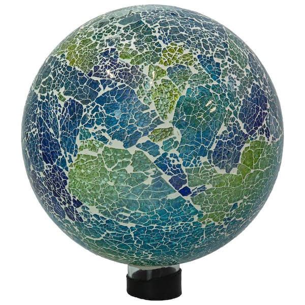 Sunnydaze Azul Terra Crackled Glass Mosaic Gazing Globe - 10 in