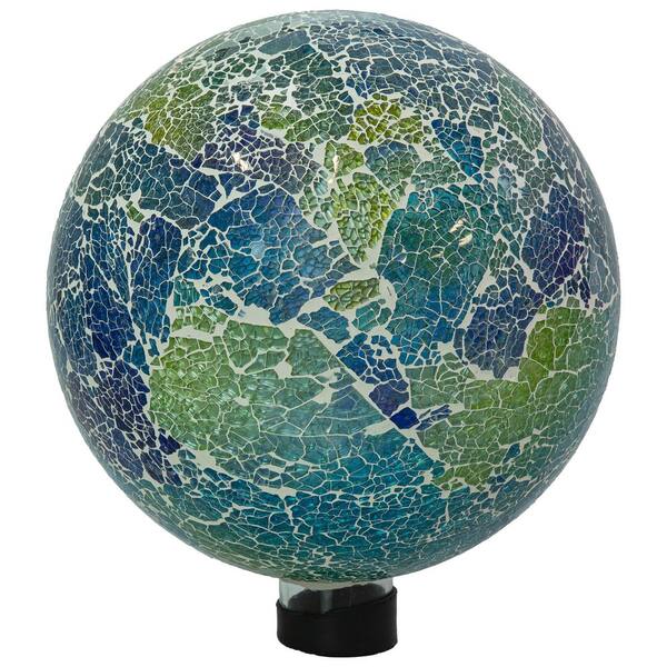 Sunnydaze Azul Terra Crackled Glass Mosaic Gazing Globe - 10 in