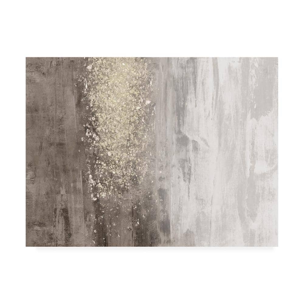 Beige and Gold Abstract Canvas Art with Glitter Accents