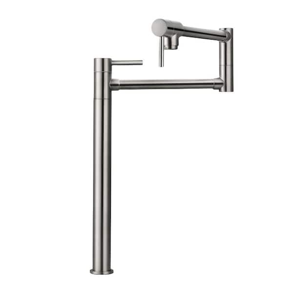 ALEASHA Deck Mount Pot Filler Faucet with 2 Handle in Brushed Nickel
