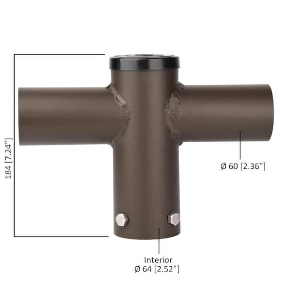 11 in. 180-Degree Twin Spoke Mounting Bracket Tenon Adapter for LED Outdoor Pole Lights