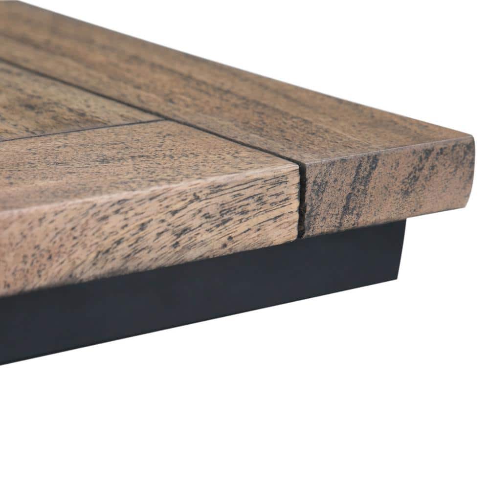 Skyler Beach Brown Wood and Metal Rectangular Side Table