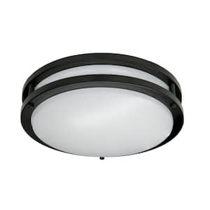 15 in. Matte Black Orbit LED Flush Mount Ceiling Light Night Light 1600 Lumens Adjust Color Temperatures