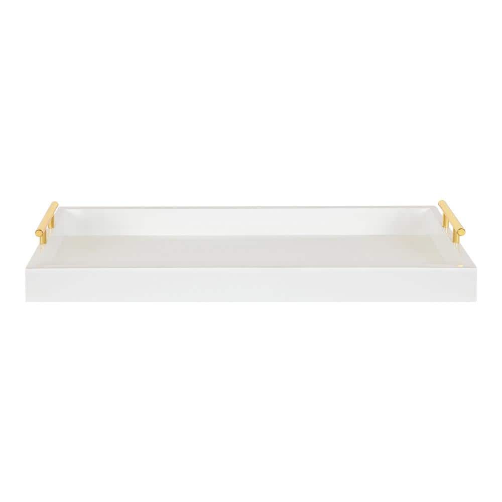 Lipton Sleek White and Gold Rectangular Wood Decorative Tray