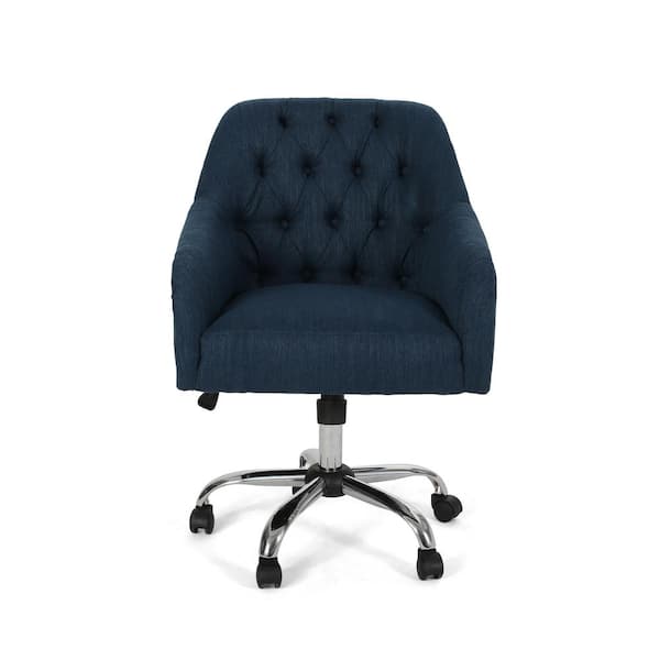 Noble House Barbour Navy Blue Fabric Swivel Office Chair