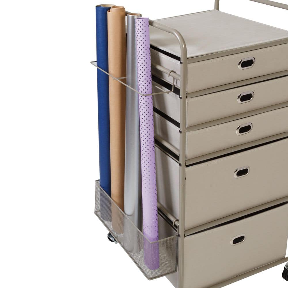 Gray 5-Tier Steel Rolling Craft Storage Cart