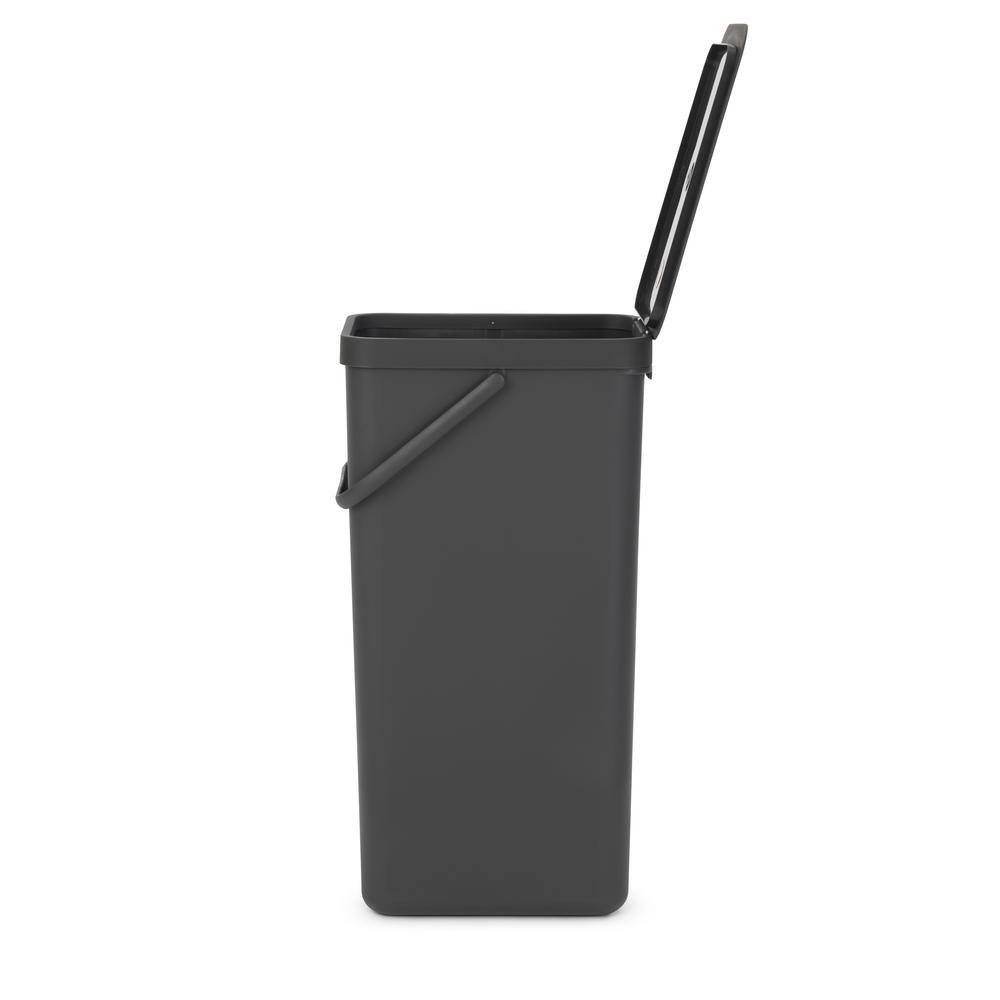 Dark Gray 10.6 Gallon Plastic Recycling Bin with Lid