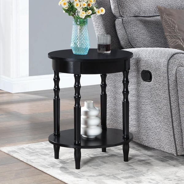 Convenience Concepts Classic Accents Brandi 19.75 in. Black Standard Oval Wood End Table with Shelf