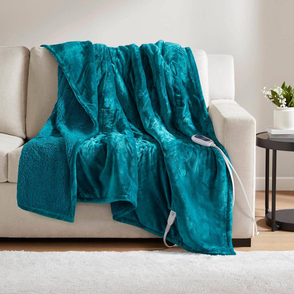 Teal Sherpa Reversible Electric Heated Blanket, 60x70