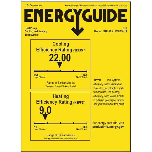 White 12000 BTU Energy Star Ductless Mini Split Air Conditioner with Heat Pump