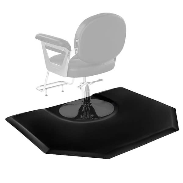 Salon Mat for Hair Stylist, 4 x 5 ft. Hexagon Chair Mat, 1 in. Anti-Fatigue Barber Floor Mat, PVC, Beveled Edges, Black