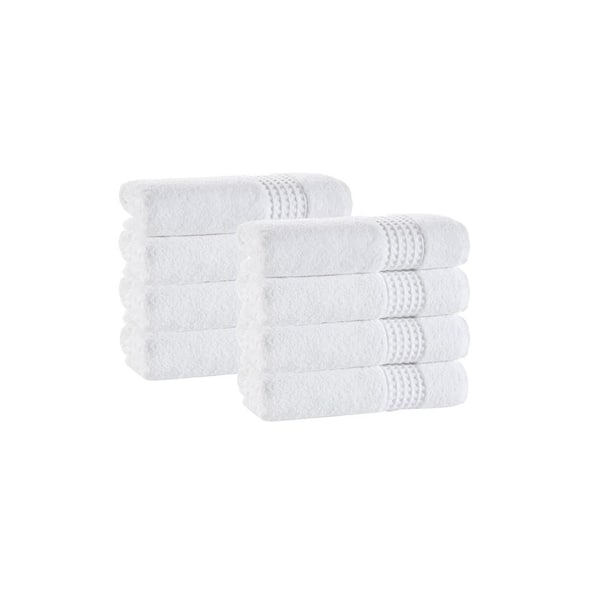 Unbranded Ela 8-Pieces White Turkish Cotton Wash Towels