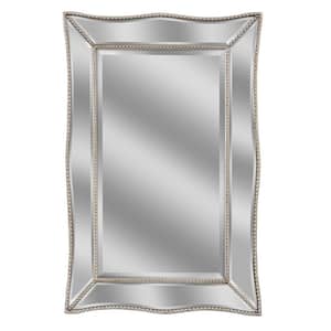 24 in. W x 36 in. H Framed Rectangular Beveled Edge Bathroom Vanity Mirror in Champagne silver