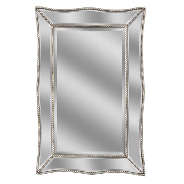 Deco Mirror 24 in. W x 36 in. H Framed Rectangular Beveled Edge Bathroom Vanity Mirror in Champagne silver