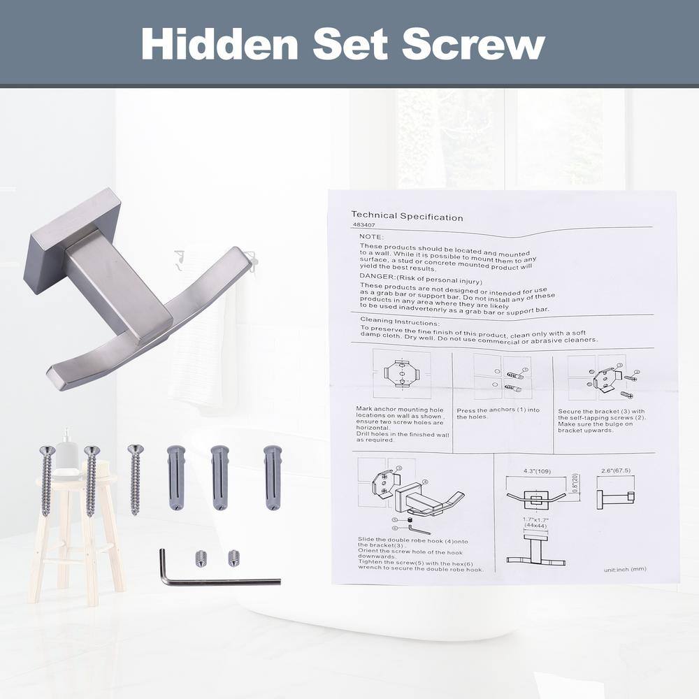 Brushed Nickel Wall Mounted Double Towel Hook