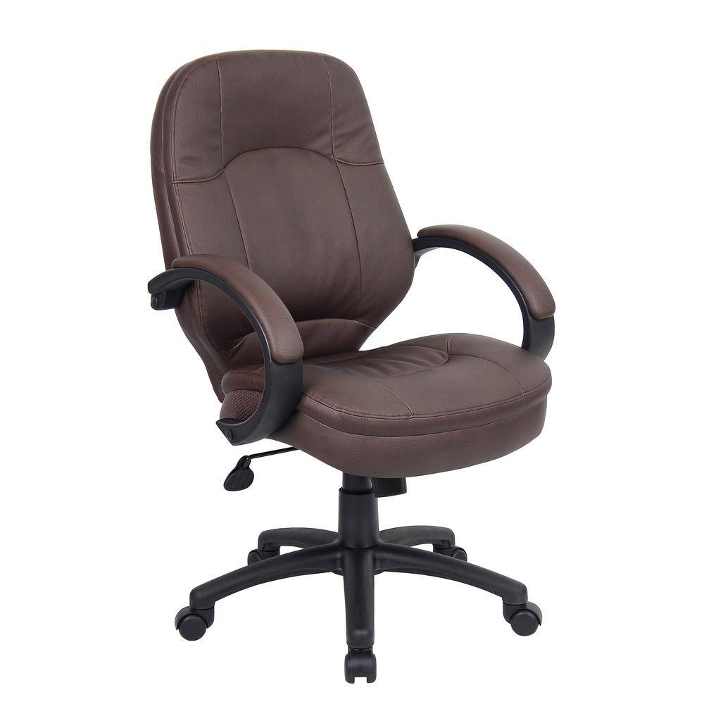 Bomber Brown Leather Desk Chair with Padded Arm Rests
