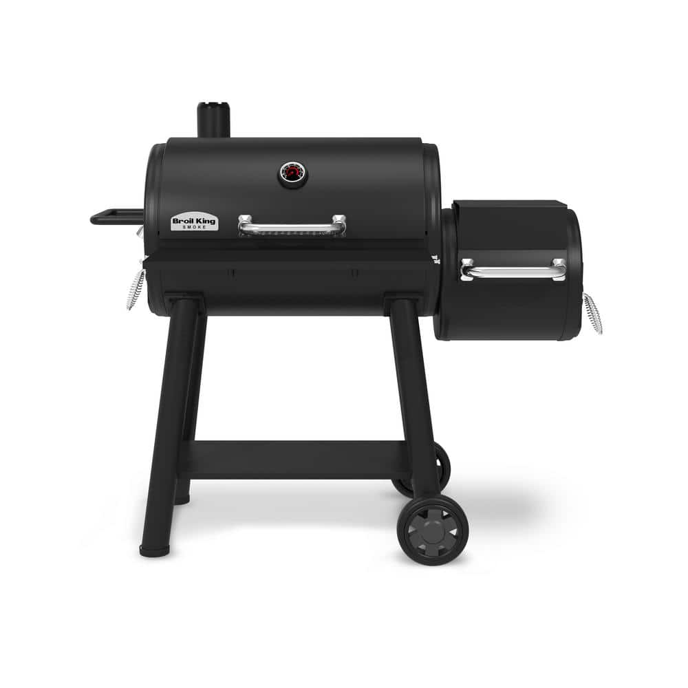 Broil King Regal Charcoal Offset 500 Charcoal Grill and Offset Smoker in Black
