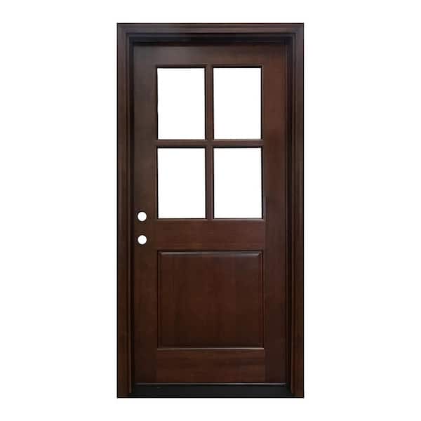 Steves & Sons 36 in. x 80 in. Farmhouse Ashville Right-Hand Inswing Mahogany Stained Wood Prehung Front Door