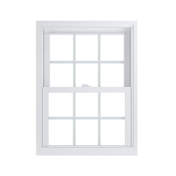 American Craftsman 27.25 in. x 36.25 in. 70 Pro Series Low-E Argon PS Glass Double Hung White Vinyl Repl Window with Grids, Screen Incl