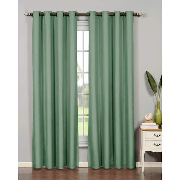 Bella Luna Semi-Opaque Emma Microfiber Room Darkening 54 in. W x 95 in. L Grommet Curtain Panel in Teal