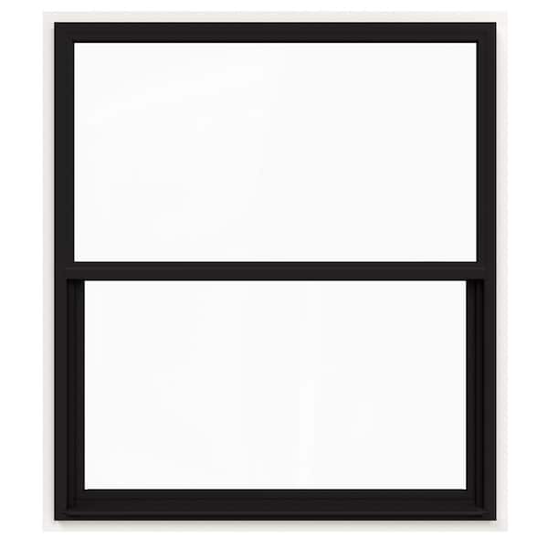 JELD-WEN 48 in. x 54 in. V-4500 Series Black Exterior/White Interior FiniShield Single-Hung Vinyl Window w/Fiberglass Mesh Screen