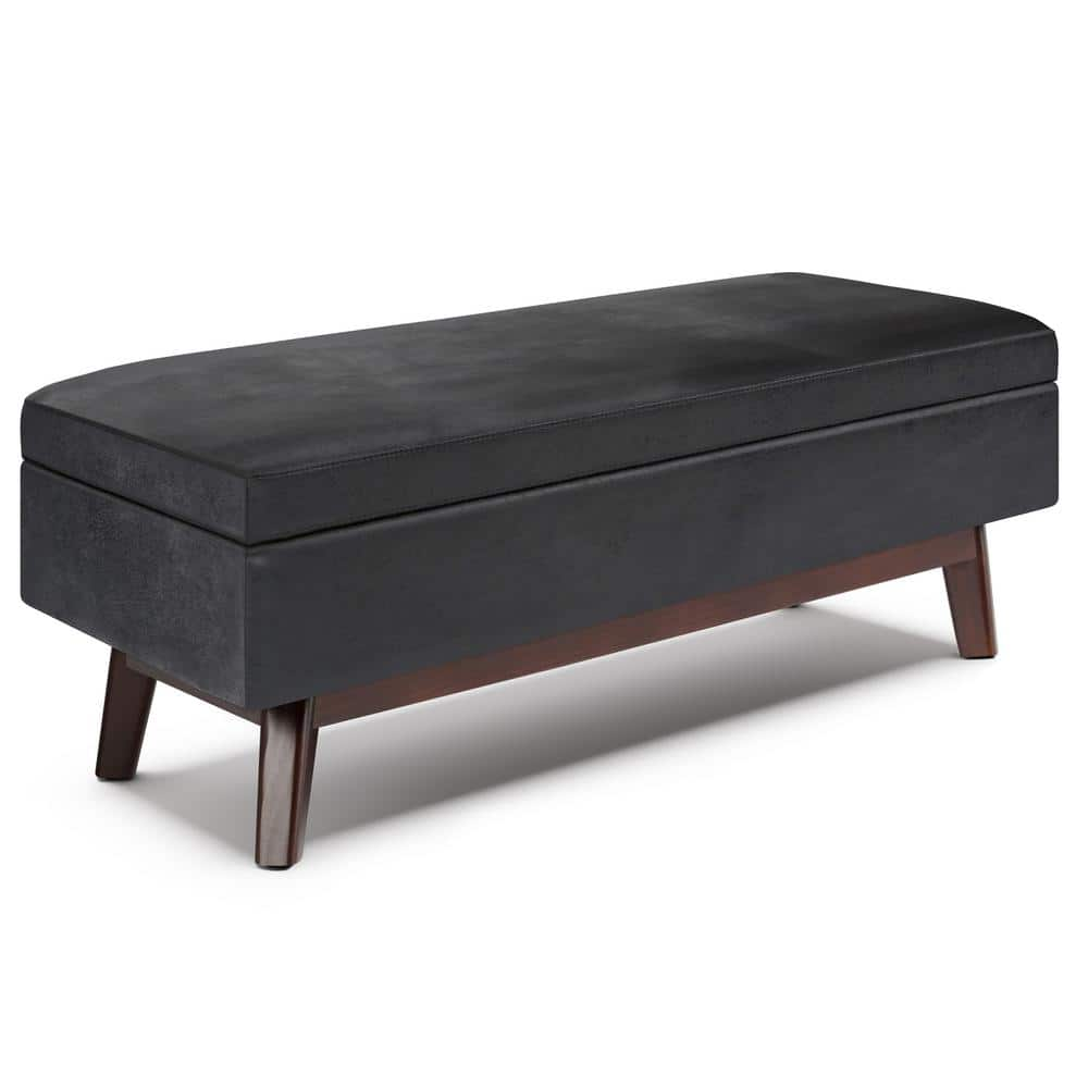 Simpli Home Owen 48 In Wide Mid Century Modern Rectangle Rectangular Storage Ottoman In