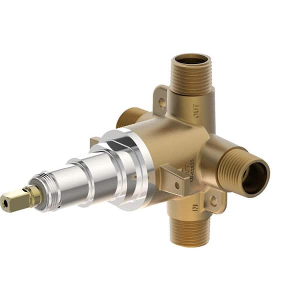 Temptrol Triple Outlet Diverter Valve with 4 Ports in Brass