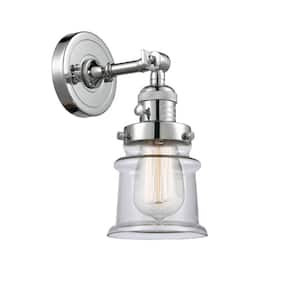 Canton 1-Light Clear, Polished Chrome Wall Sconce with Clear Glass Shade